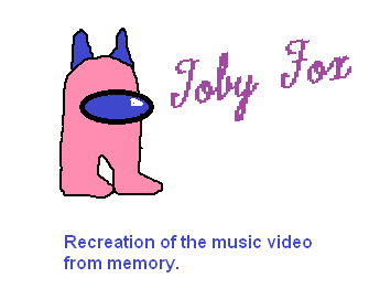 Recreation of the Summerblue video from memory, signed by Toby Fox. Depicts a pink full-body suited figure with a purple visor and horns.