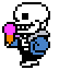 Sans eating ice cream